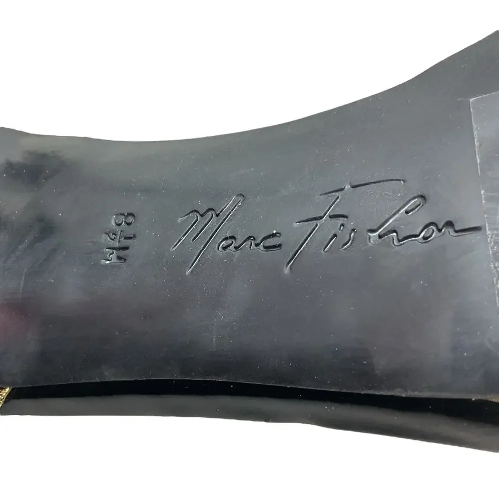 Marc Fisher Sandal SZ 8.5 Women Gold Belia Ankle Strap Heel Snakeskin-Flaw - Picture 11 of 14